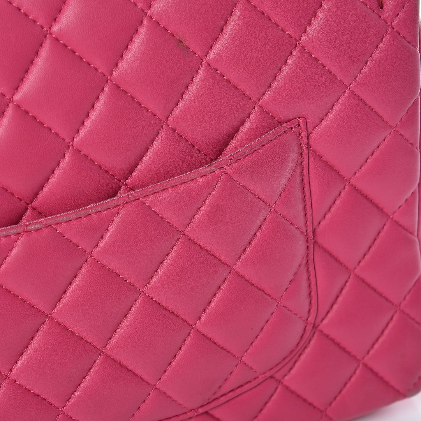 Lambskin Quilted Jumbo Mademoiselle Chic Flap Fuchsia