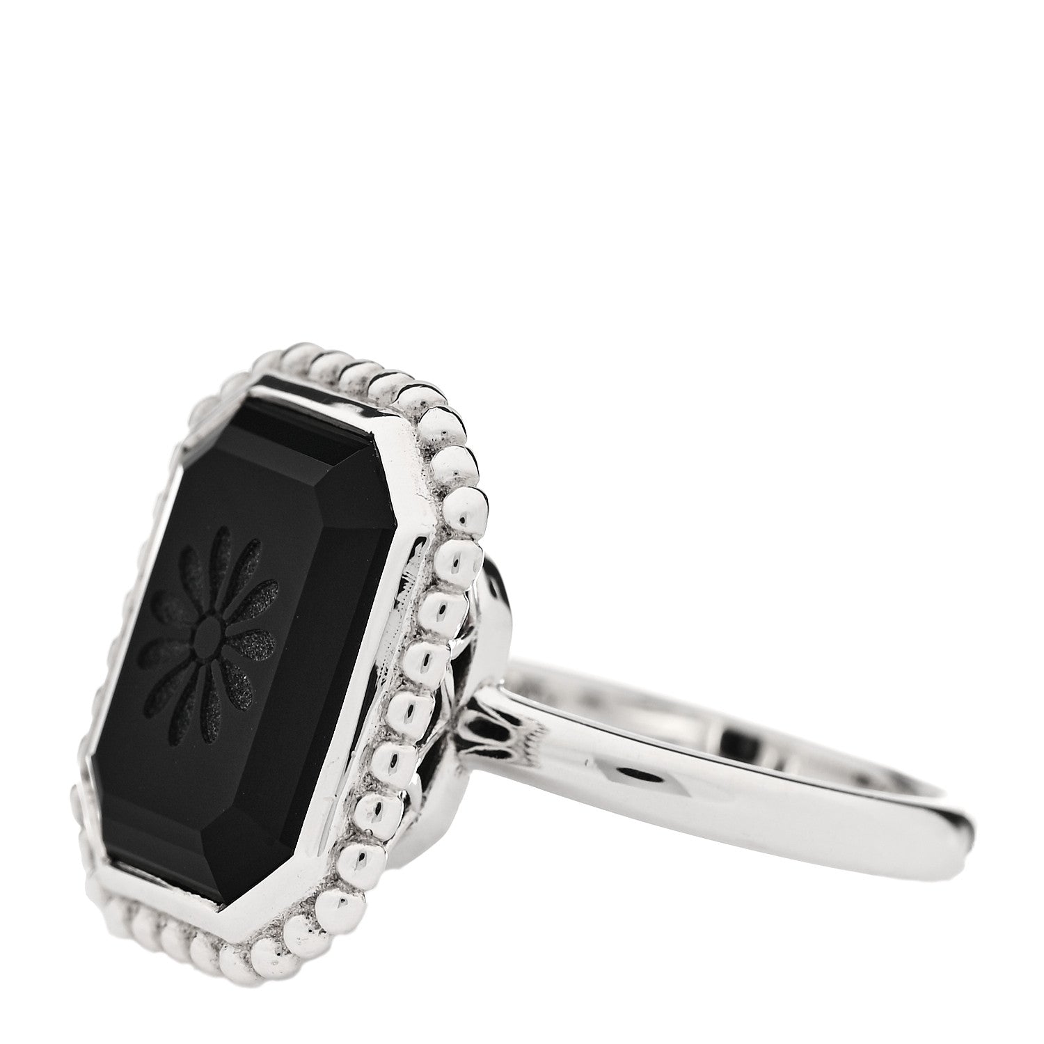 Tiffany Sterling Silver Black Onyx Ziegfeld Daisy Ring 55 7.25 3 of 6