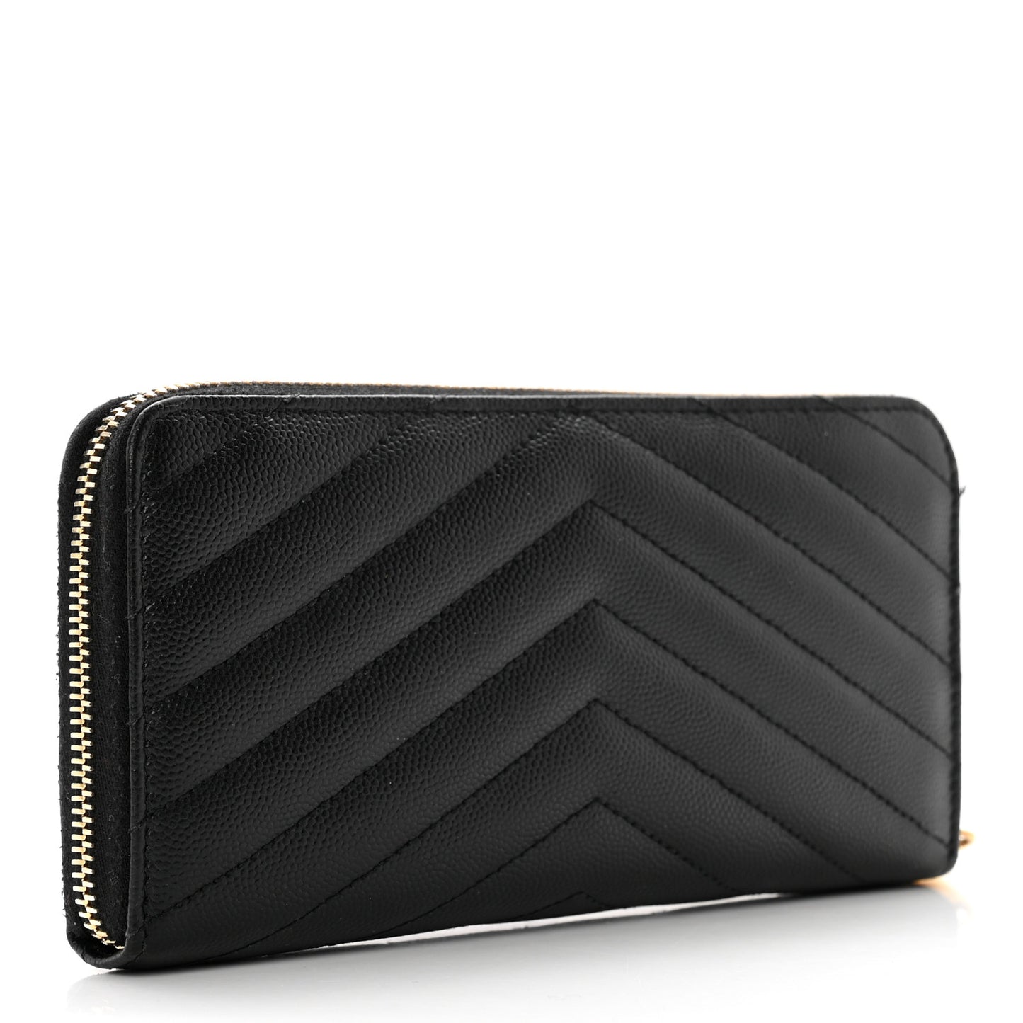 Grain De Poudre Matelasse Chevron Monogram Zip Around Wallet Black