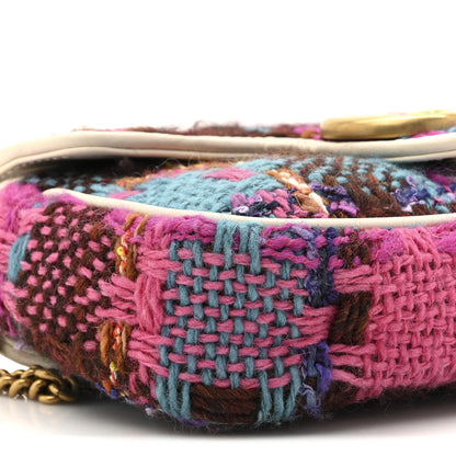 Gucci Tweed Calfskin Spicy Check Super Mini GG Marmont Shoulder Bag Pink Multicolor Mystic White 10 of 11