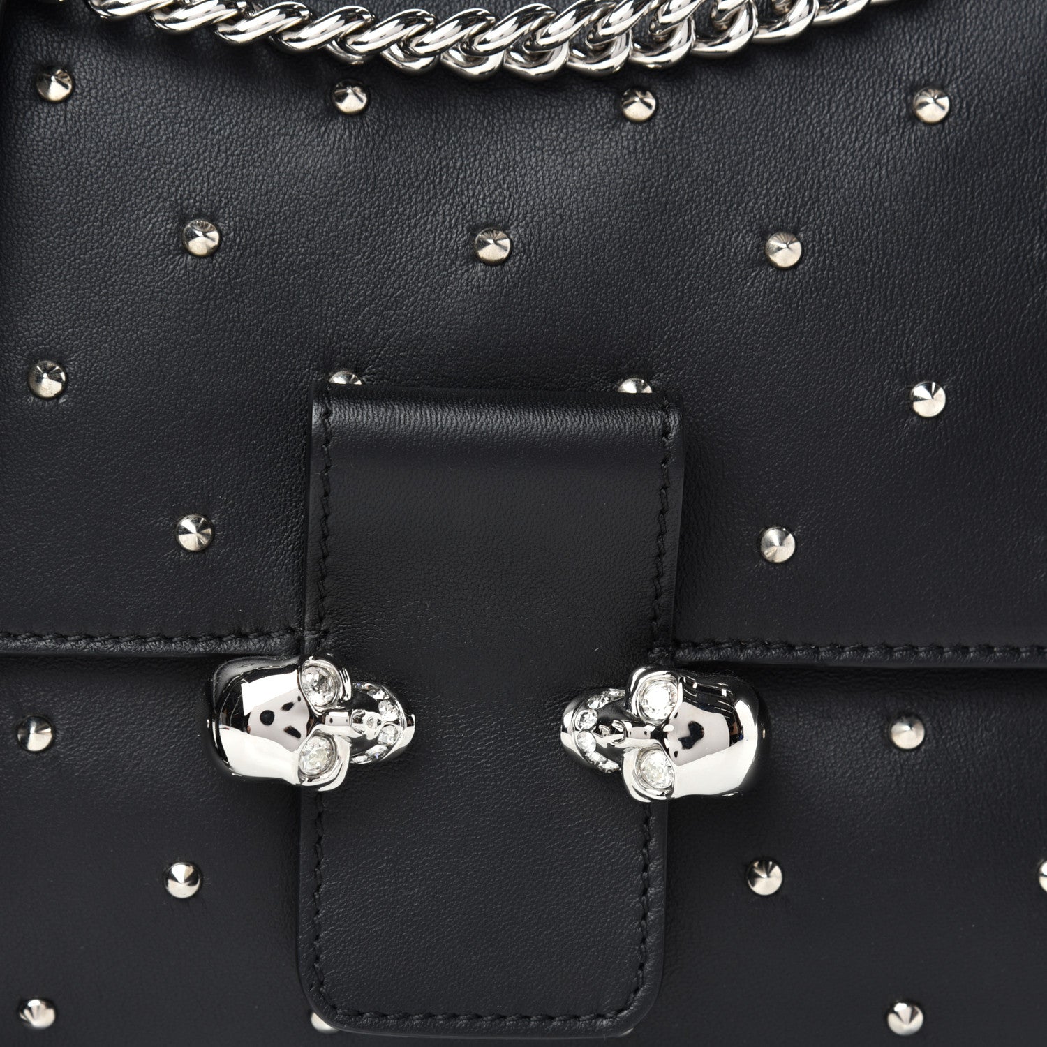 Alexander McQueen Goatskin Studded Twin Skull Crossbody Black 10 of 11