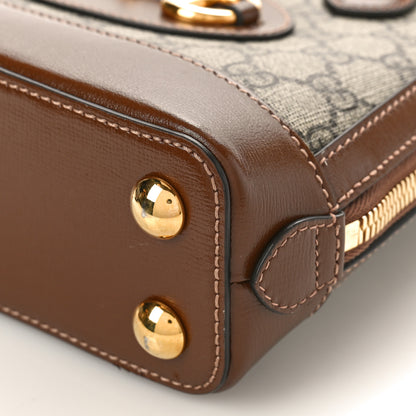 Gucci GG Supreme Monogram Azalea Calfskin Mini Horsebit 1955 Top Handle Bag Beige Ebony Brown Sugar 9 of 9