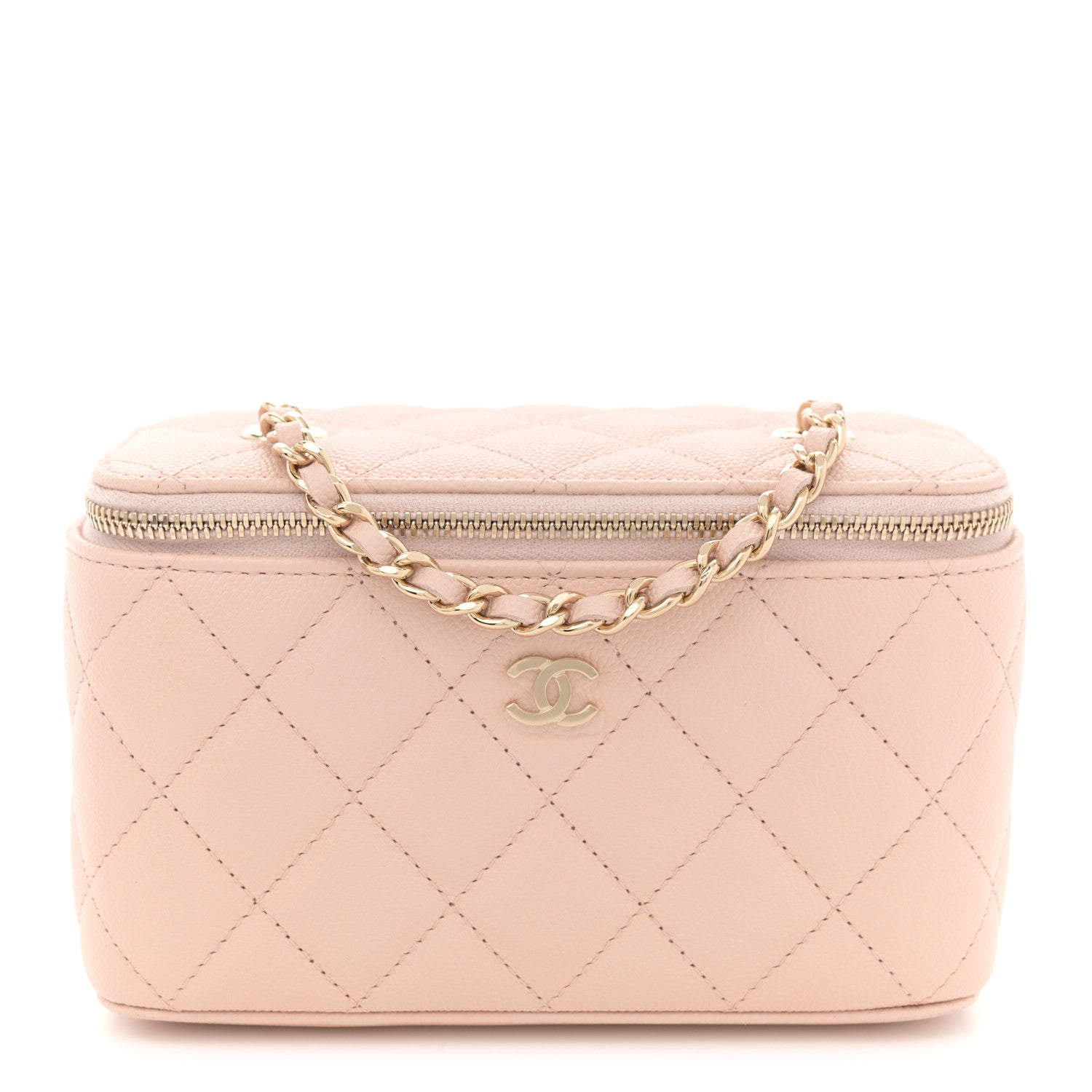 Chanel Caviar Quilted Small Vanity Case With Chain Light Beige 1 of 11