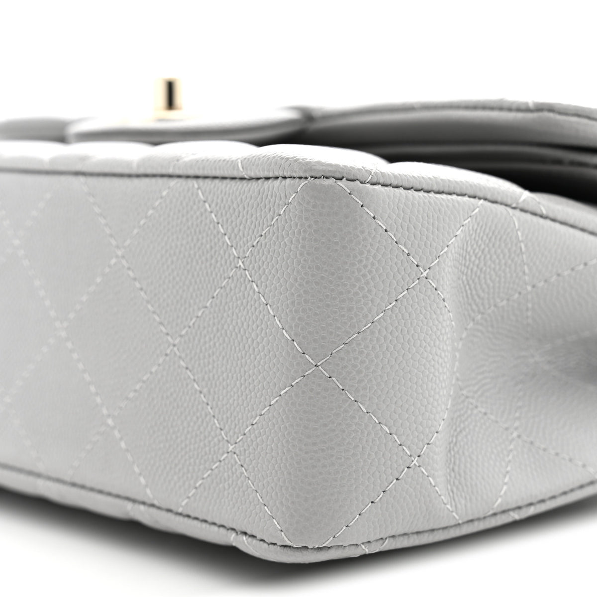 Caviar Quilted Small Double Flap Grey