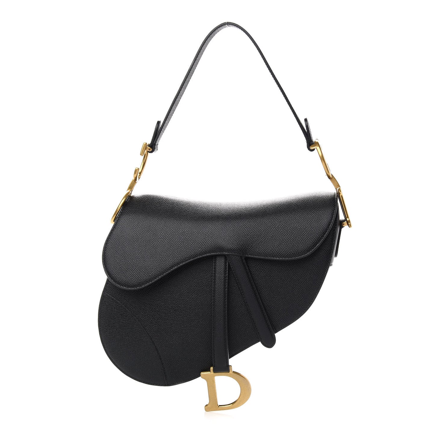 Grained Calfskin Saddle Bag Black