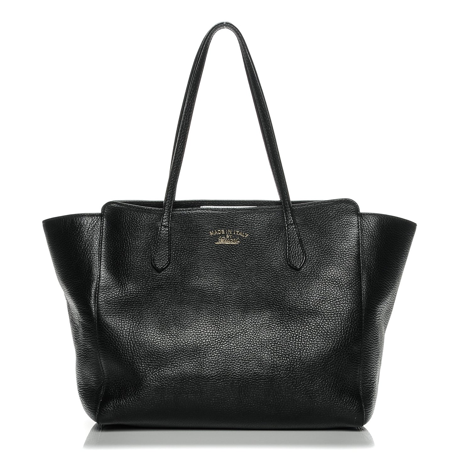 Pebbled Calfskin Medium Swing Tote Black