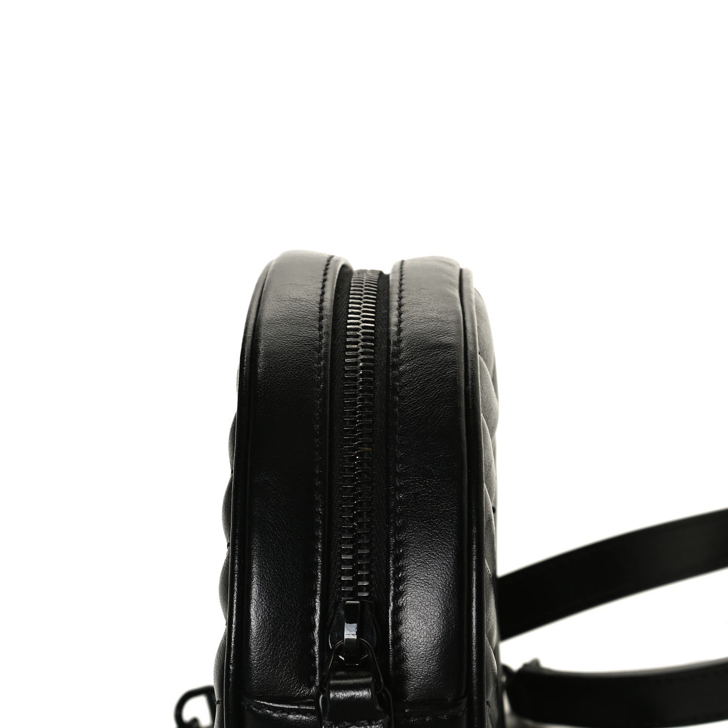 Saint Laurent Calfskin Matelasse Chevron Round Vinyle Camera Bag Black 12 of 13