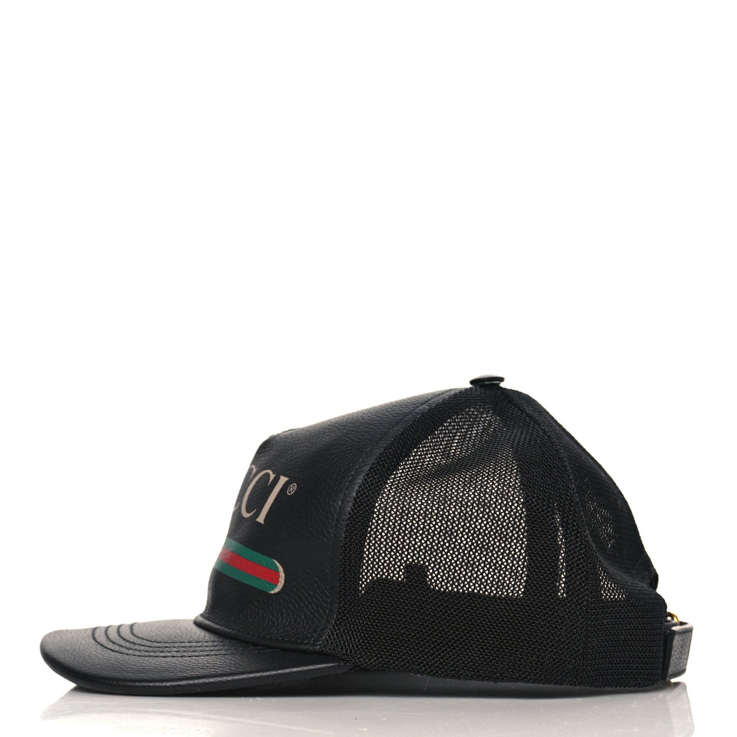 Grained Calfskin Logo Baseball Hat L Black