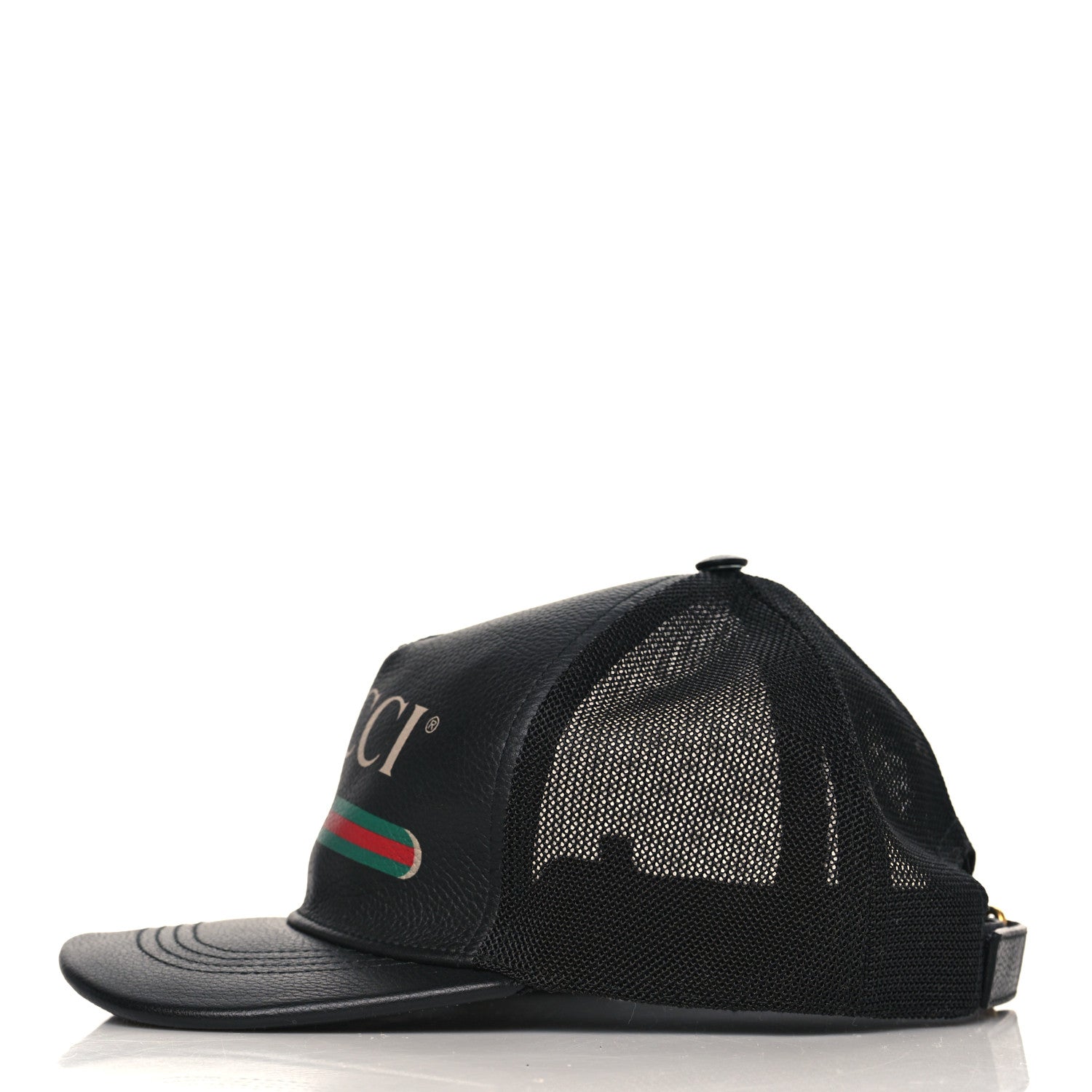 Gucci Grained Calfskin Logo Baseball Hat L Black 3 of 8