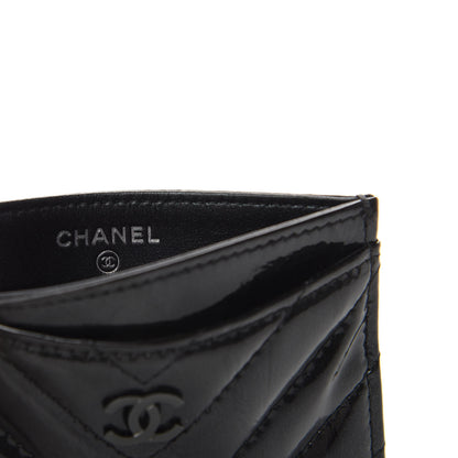 Chanel Patent Chevron Quilted Card Holder Black 6 of 7