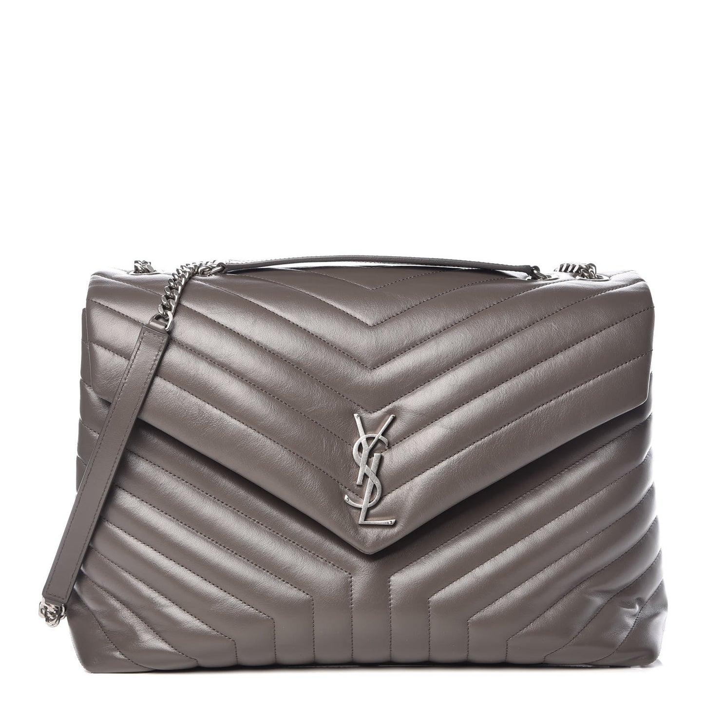 Calfskin Y Quilted Monogram Large Loulou Chain Satchel Earth