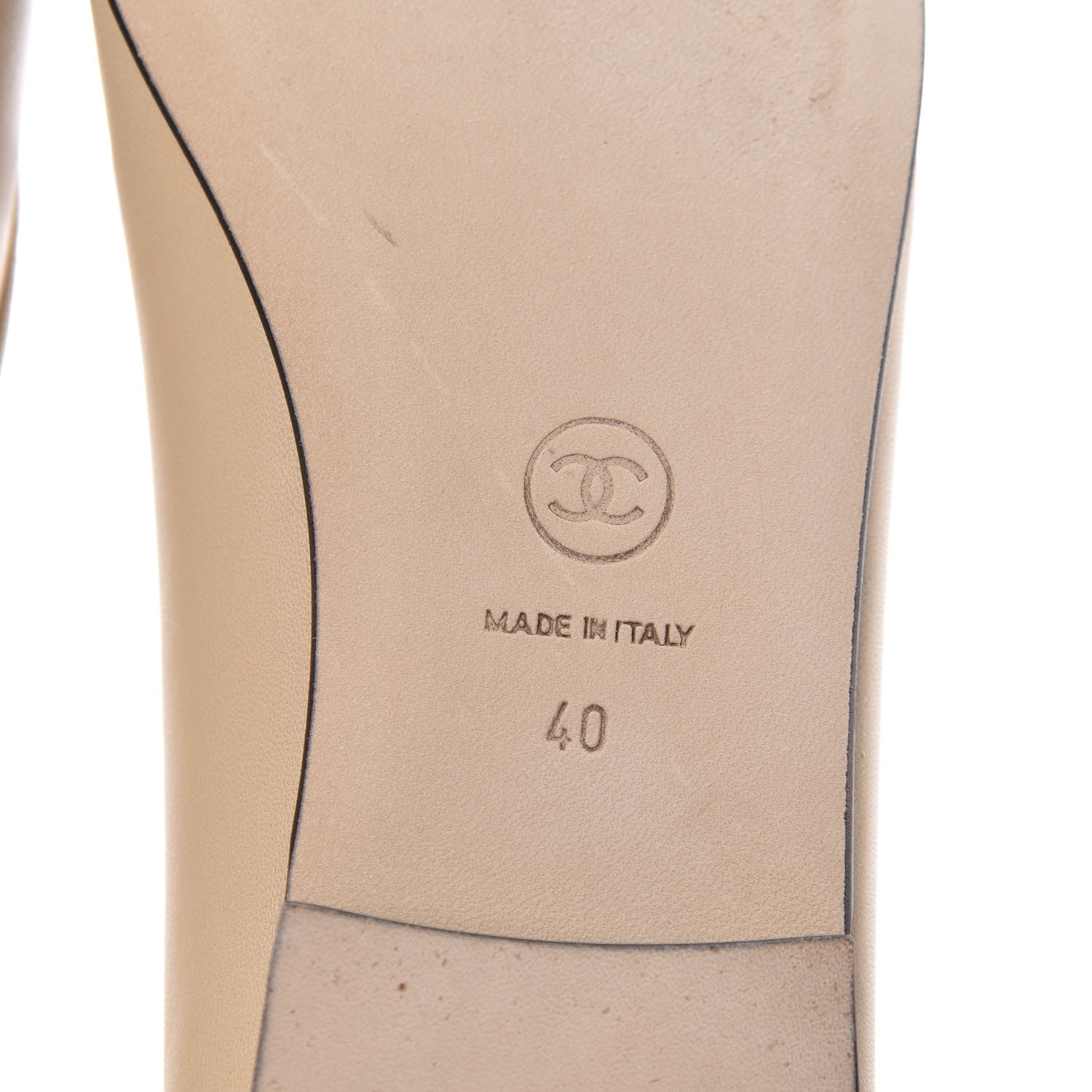 Chanel Lambskin Cap Toe CC Ballerina Flats 40 Beige Black 6 of 9