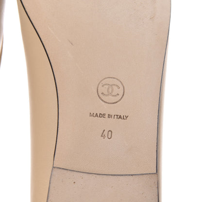 Chanel Lambskin Cap Toe CC Ballerina Flats 40 Beige Black 6 of 9