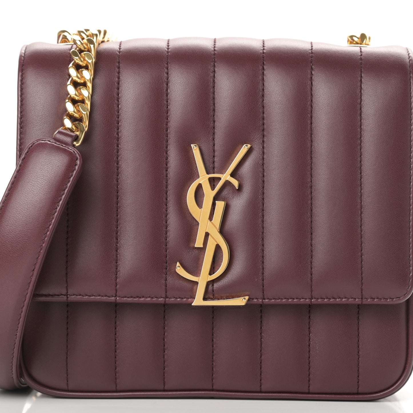 Lambskin Matelasse Monogram Medium Vicky Chain Bag Dark Legion Red