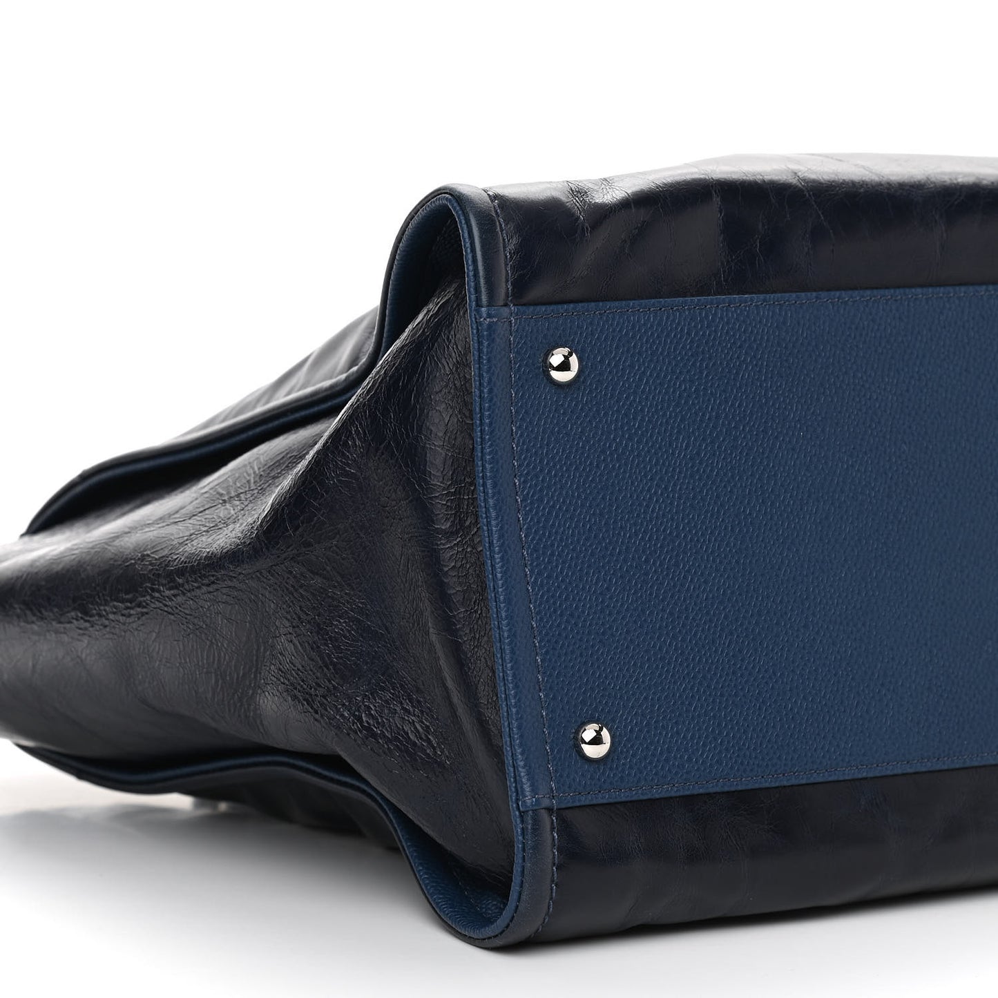 Glazed Calfskin Medium Deauville Tote Blue