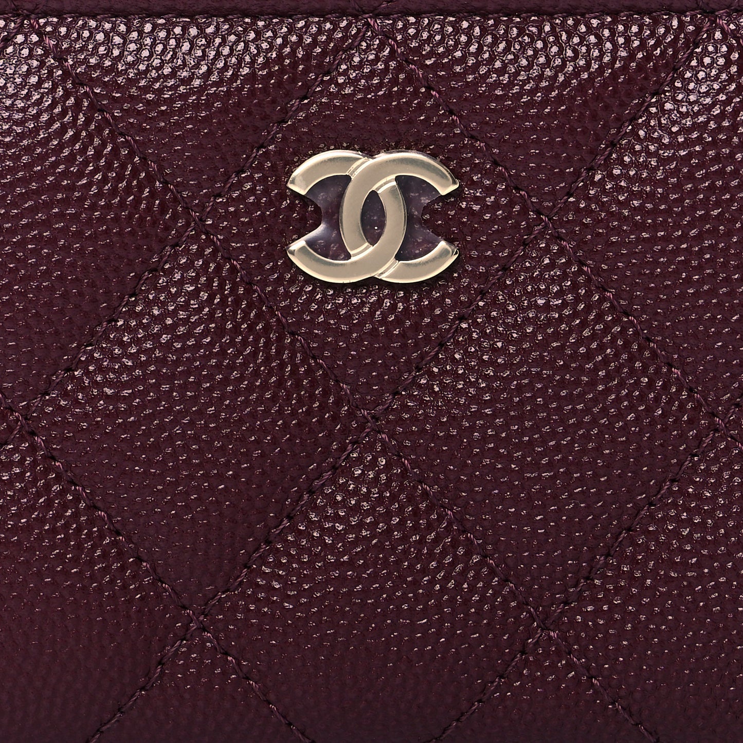 Caviar Quilted Zip Around Coin Purse Burgundy