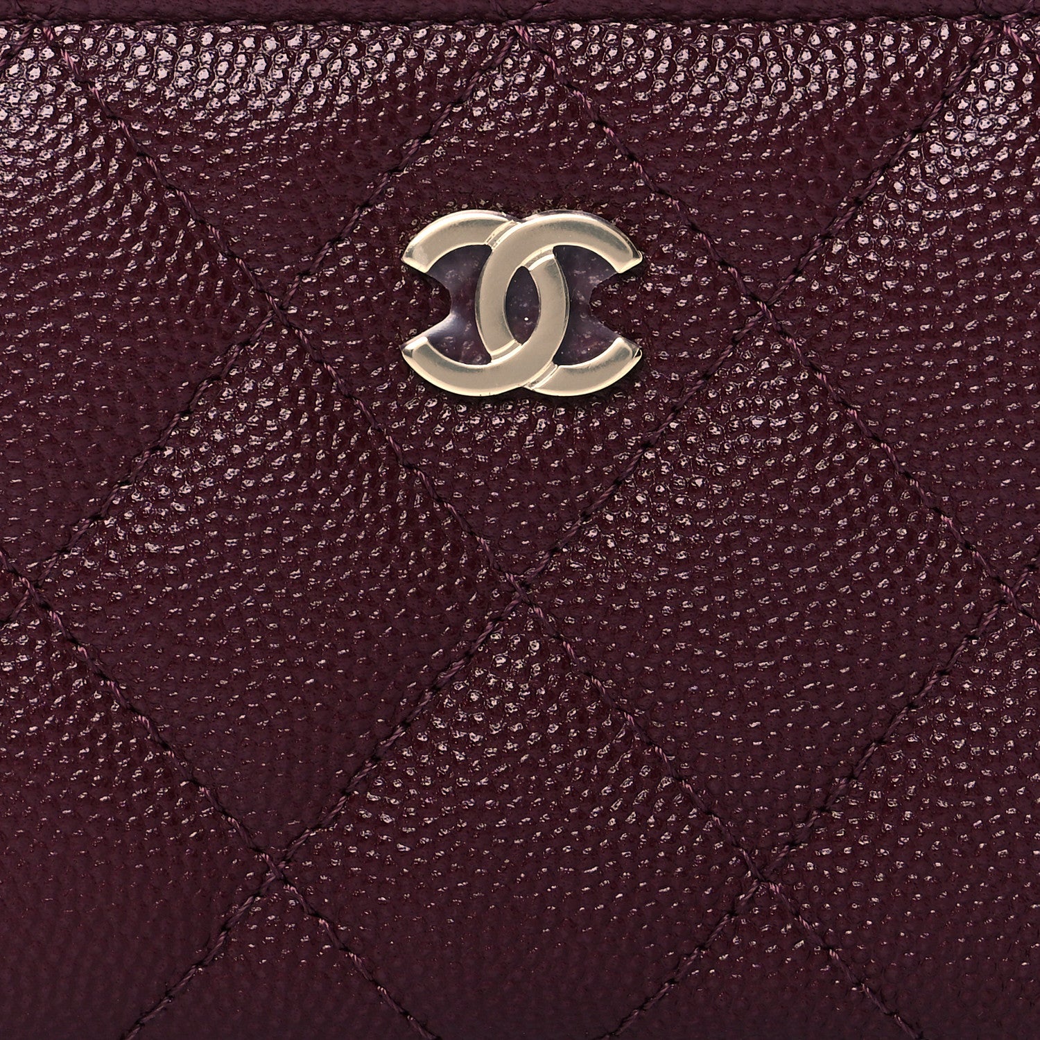Chanel Caviar Quilted Zip Around Coin Purse Burgundy 8 of 9