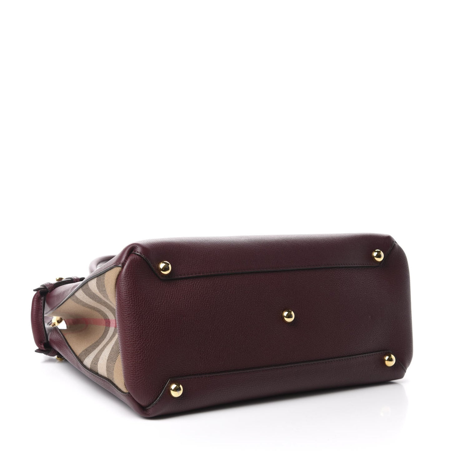 Grainy Calfskin House Check Medium Banner Tote Mahogany Red