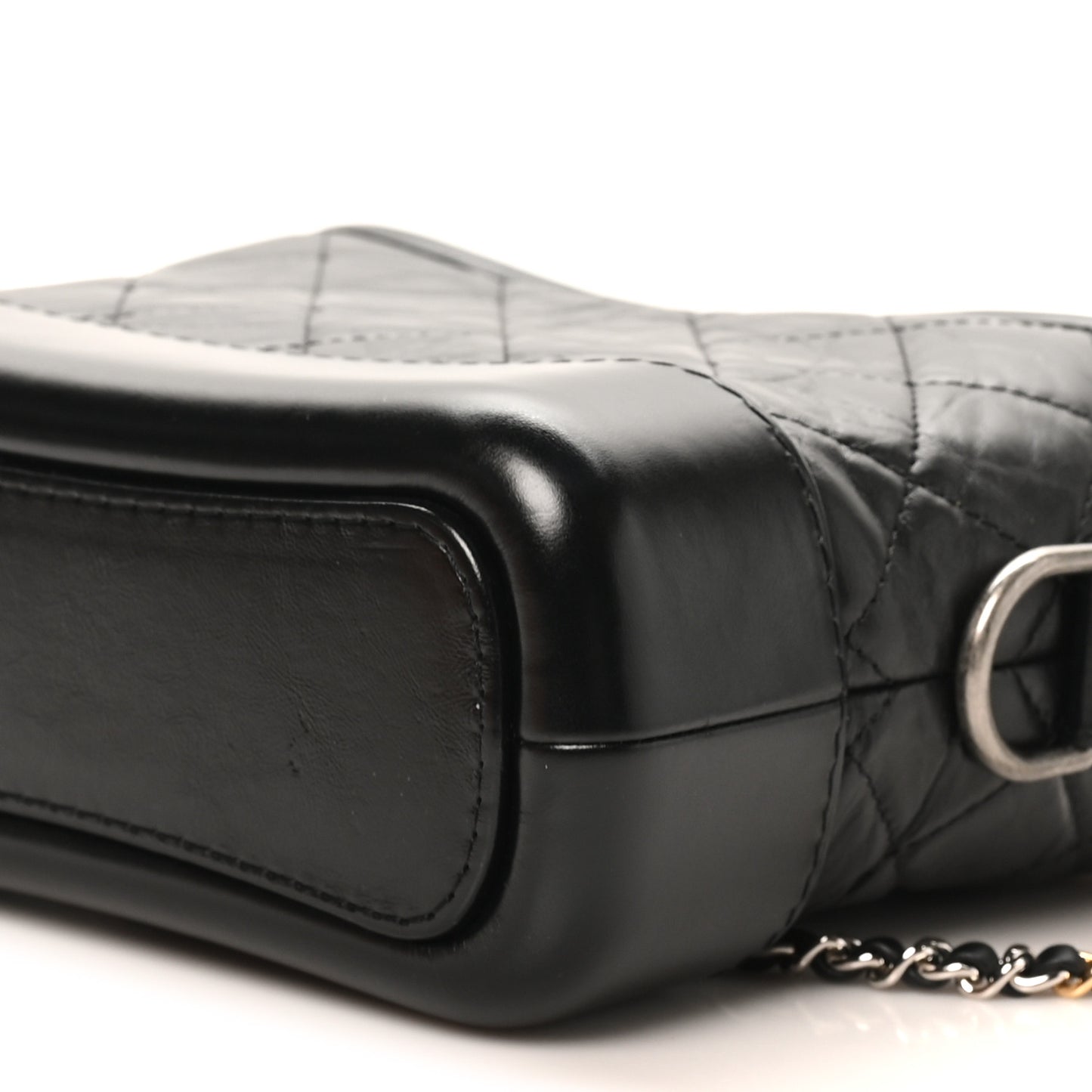 Aged Calfskin Quilted Small Gabrielle Hobo Black