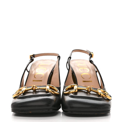 Gucci Malaga Kid Horsebit 75mm Slingback Pumps 40 Black 3 of 13