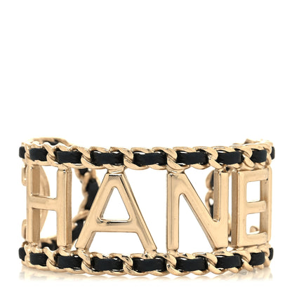 Chanel Lambskin Vintage Allure Cuff Bracelet M Black Gold 1 of 4