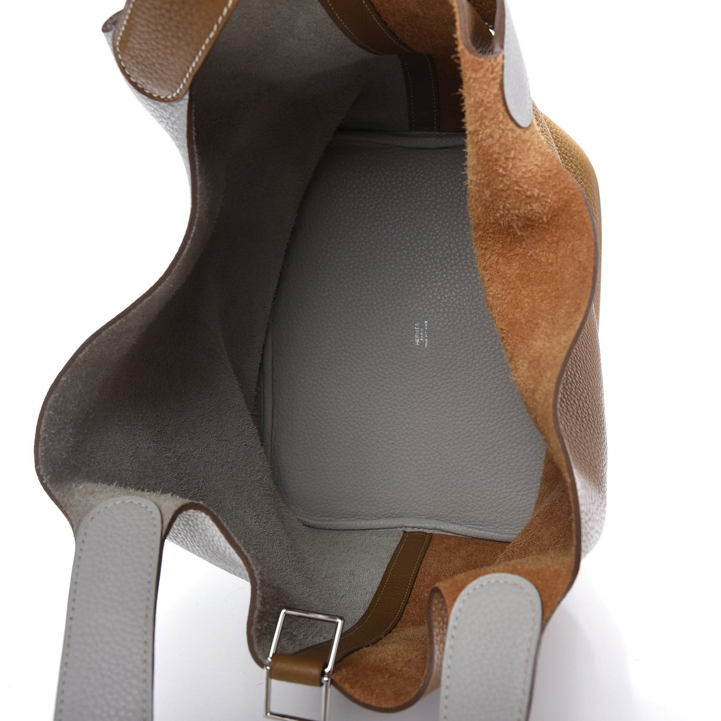 Taurillon Clemence Picotin Lock 26 GM Kraft Gris Perle