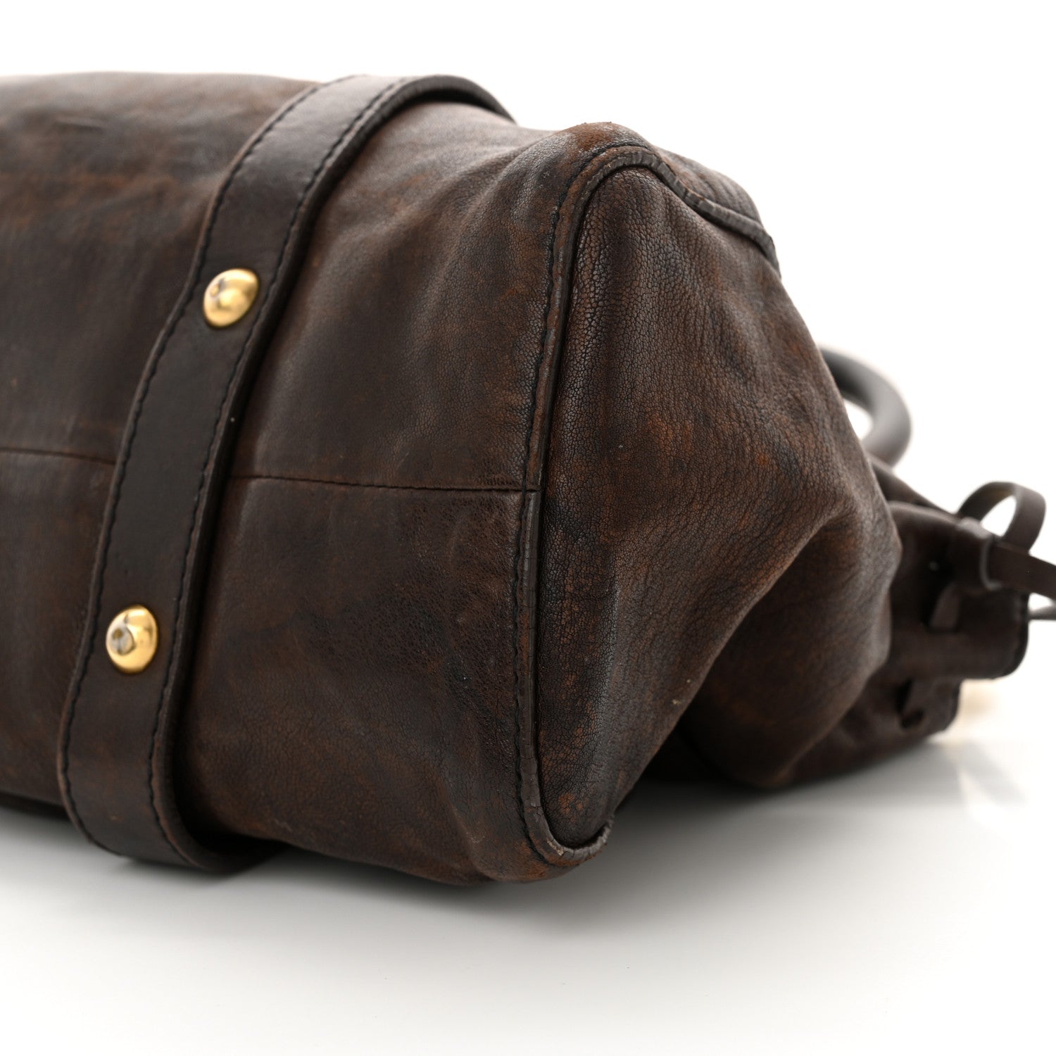 Miu Miu Vitello Lux Gathered Tote Brown 9 of 15