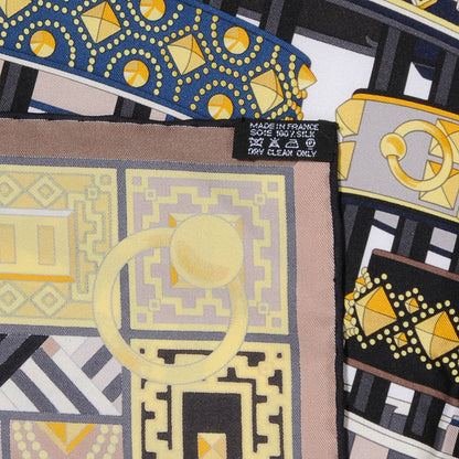 Hermes Silk Colliers de Chiens Scarf 90 Jaune 5 of 5