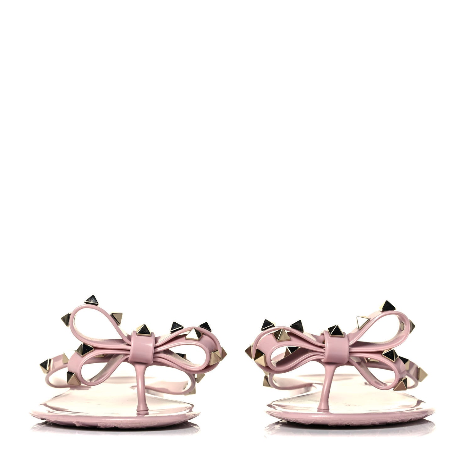 PVC Jelly Rockstud Bow Thong Sandals 38 Poudre