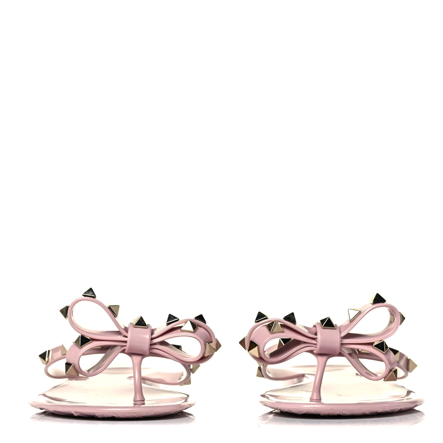 Valentino Garavani PVC Jelly Rockstud Bow Thong Sandals 38 Poudre 2 of 8