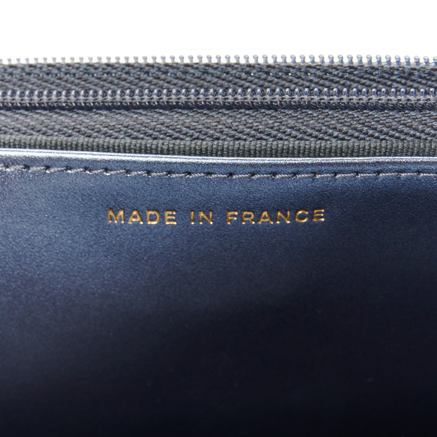 Metallic Lambskin Wallet On Chain WOC Dark Blue