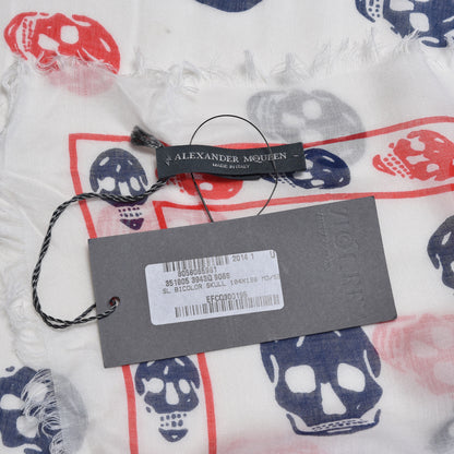 Alexander McQueen Modal Silk Bicolor Skull Scarf White 6 of 6