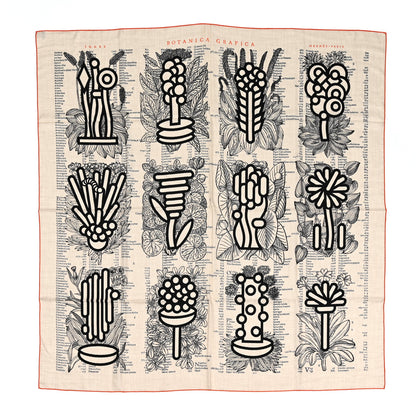 Hermes Cashmere Silk Botanica Grafica Shawl 140 Naturel Black Orange 1 of 3