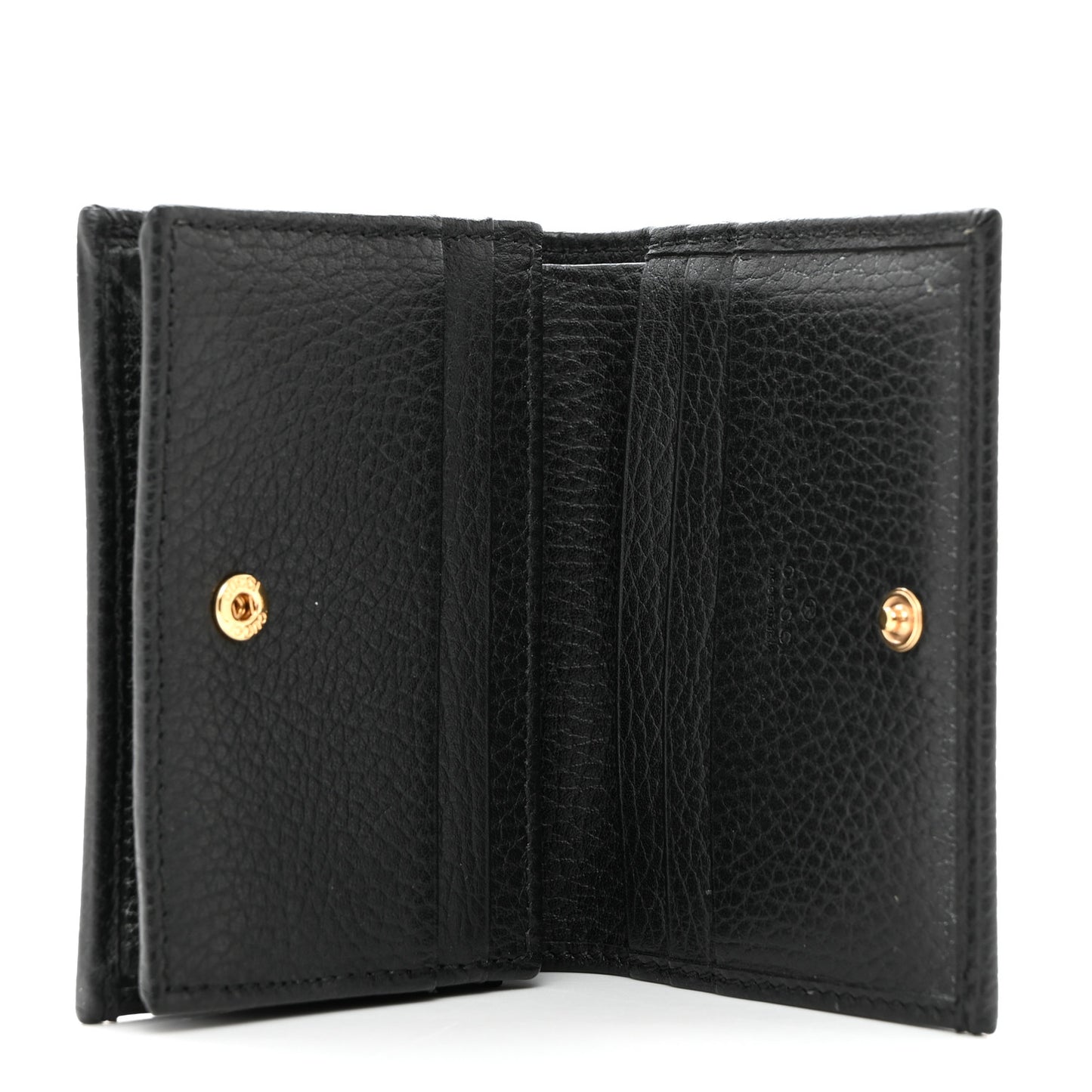 Pebbled Calfskin GG Marmont Card Case Black