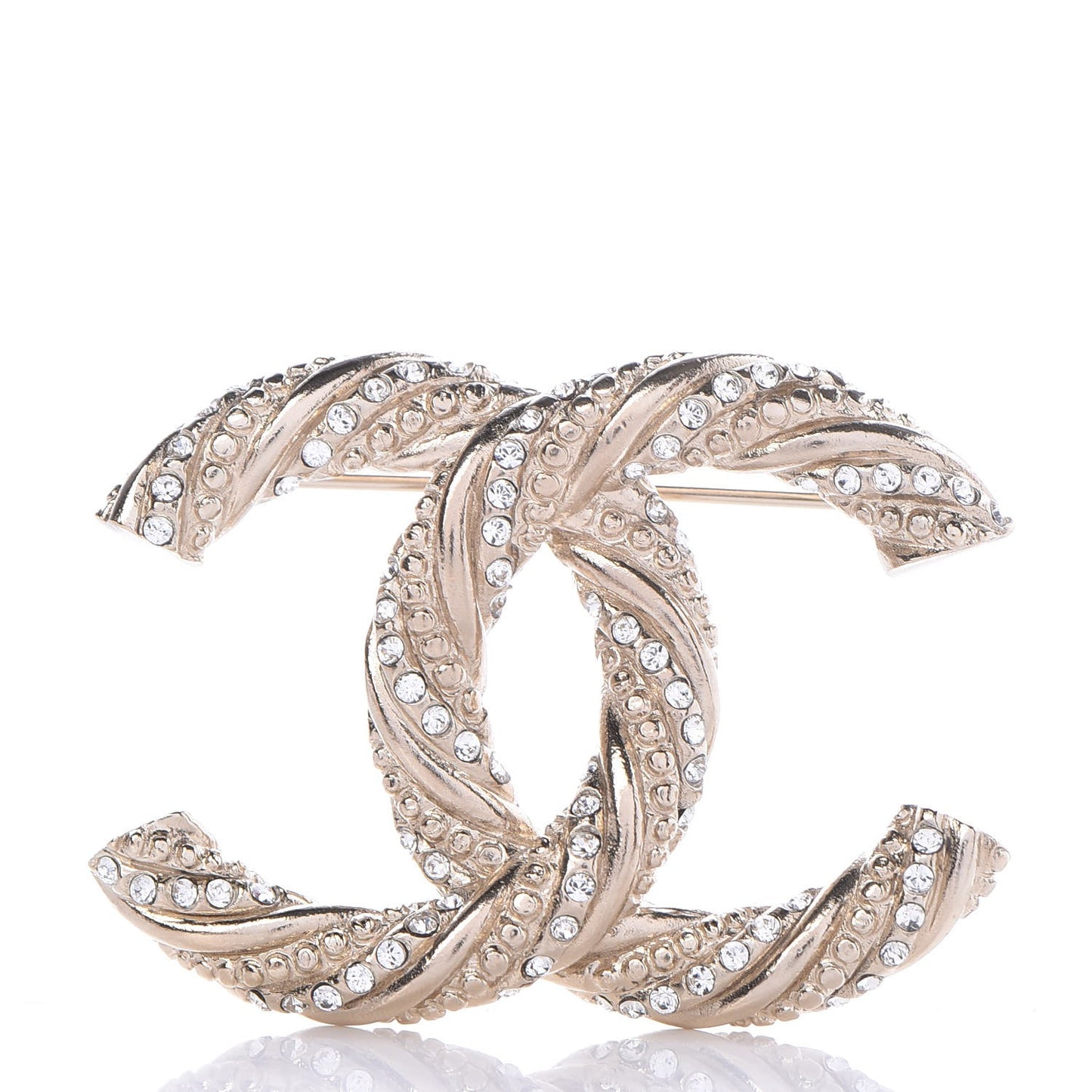 Crystal Twisted CC Brooch Light Gold
