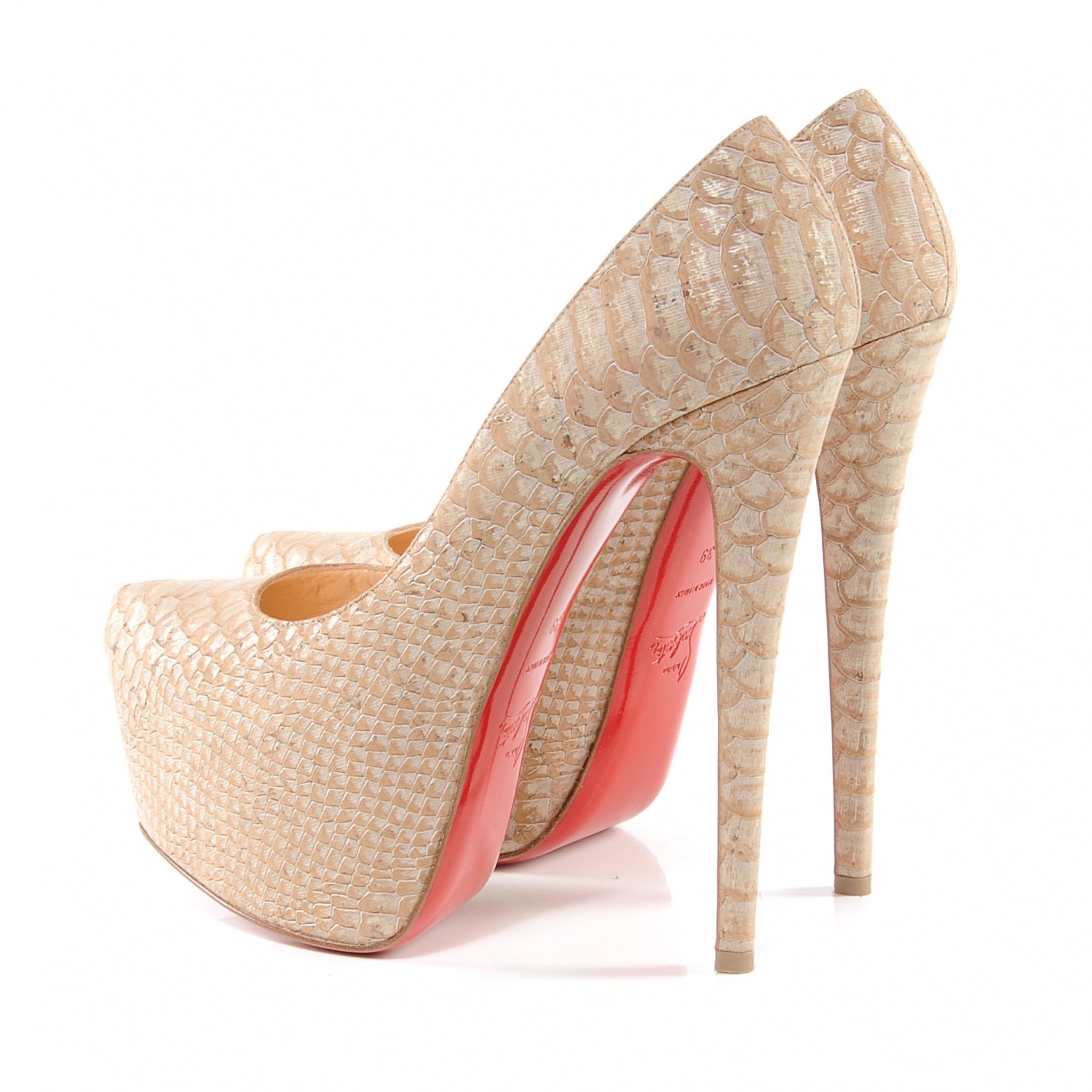 Christian Louboutin Cork Snake Embossed Daffodile 160 Pumps 39 Beige 3 of 6