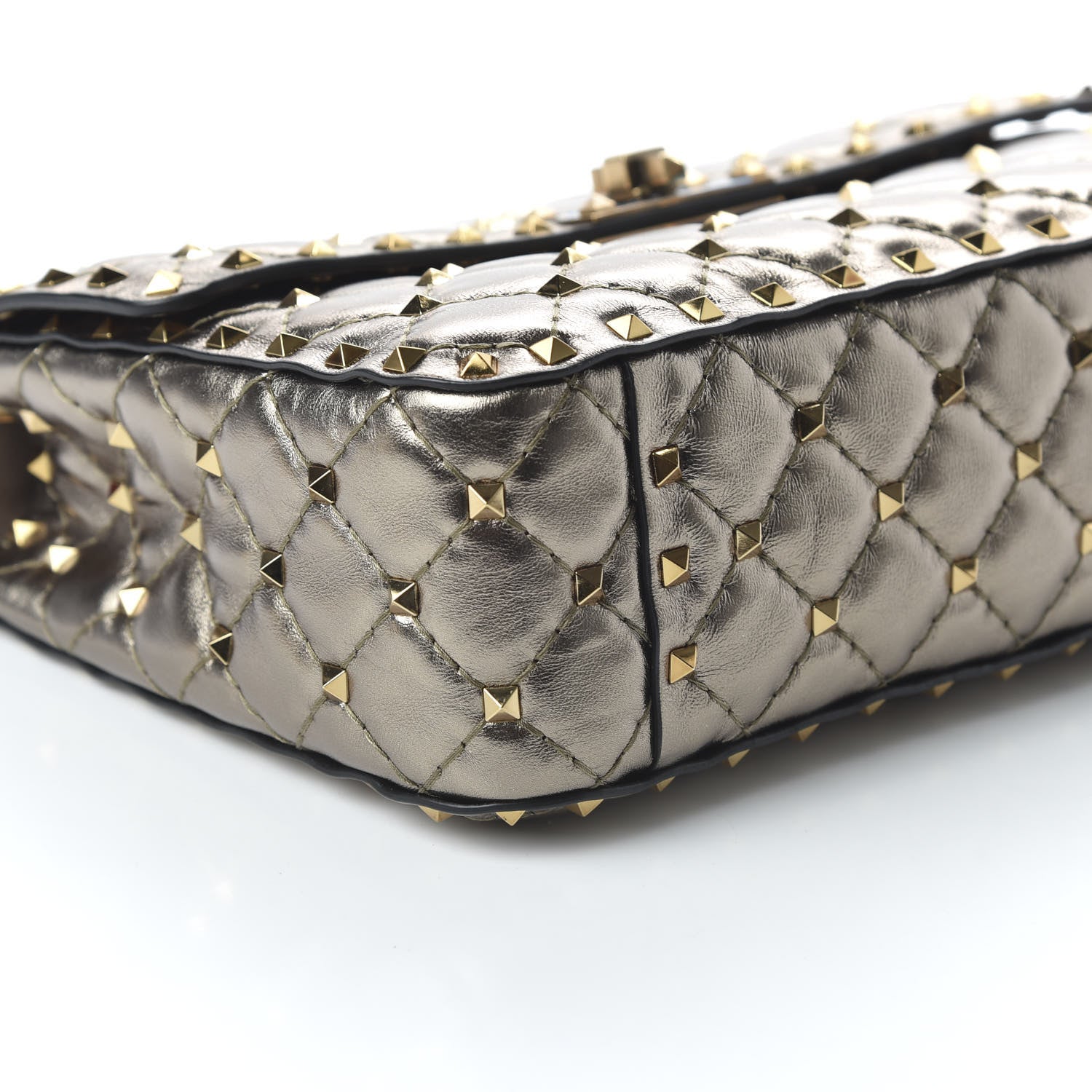 Valentino Garavani Metallic Lambskin Medium Rockstud Spike Shoulder Bag Sasso 6 of 9