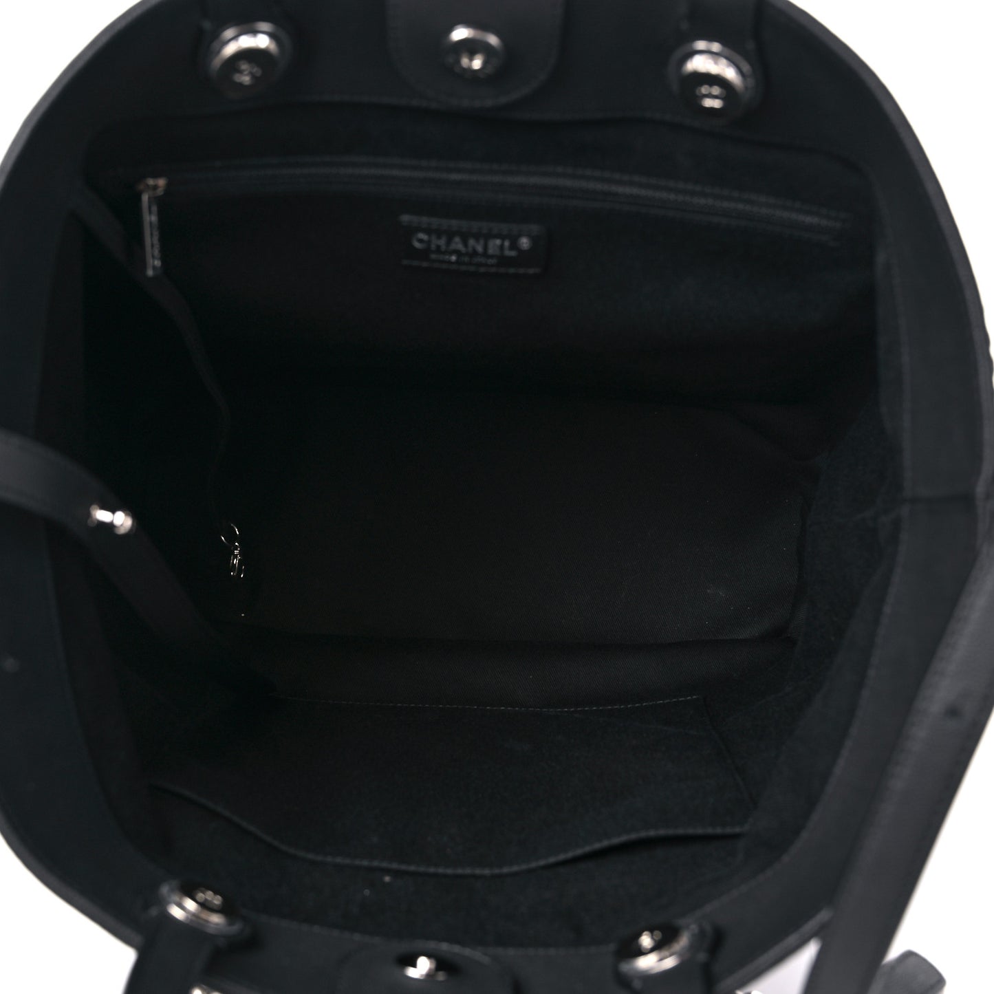 Grained Calfskin Large Coco Eyelets Shopping Tote Black