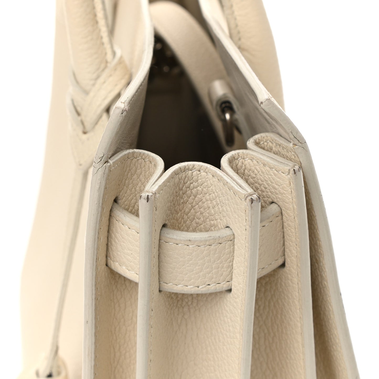 Grained Calfskin Baby Sac De Jour White