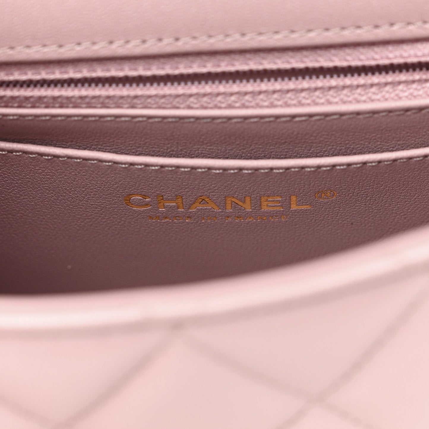 Shiny Lambskin Quilted Pearl Twist Mini Square Flap Light Pink