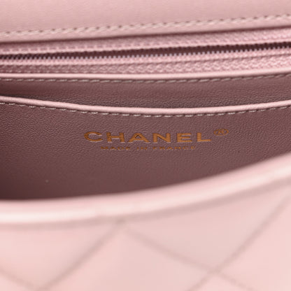 Chanel Shiny Lambskin Quilted Pearl Twist Mini Square Flap Light Pink 6 of 10