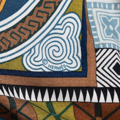 Hermes Cashmere Silk Cent Plis Des Miao Shawl 140 3 of 4