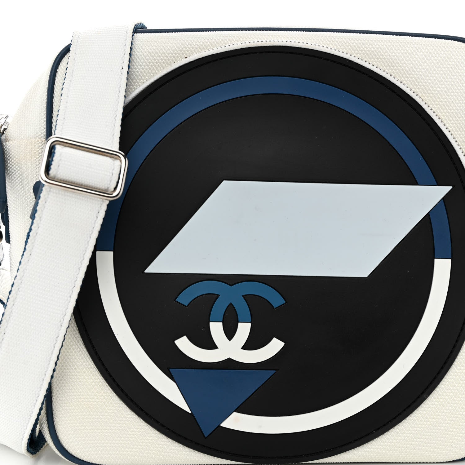Chanel Nylon Rubber Messenger White Blue 8 of 11
