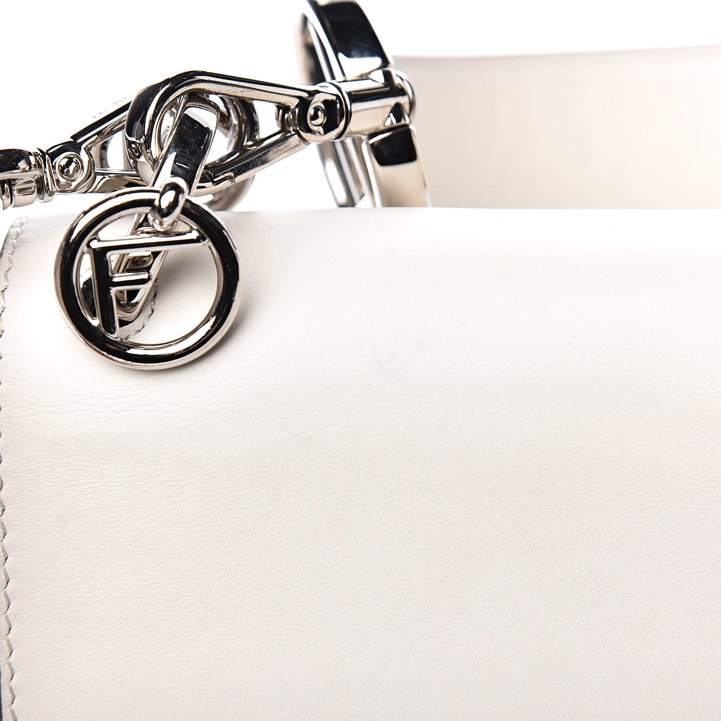 Vitello Century Velvet F is Fendi FF Embroidered Kan I Shoulder Bag White Black