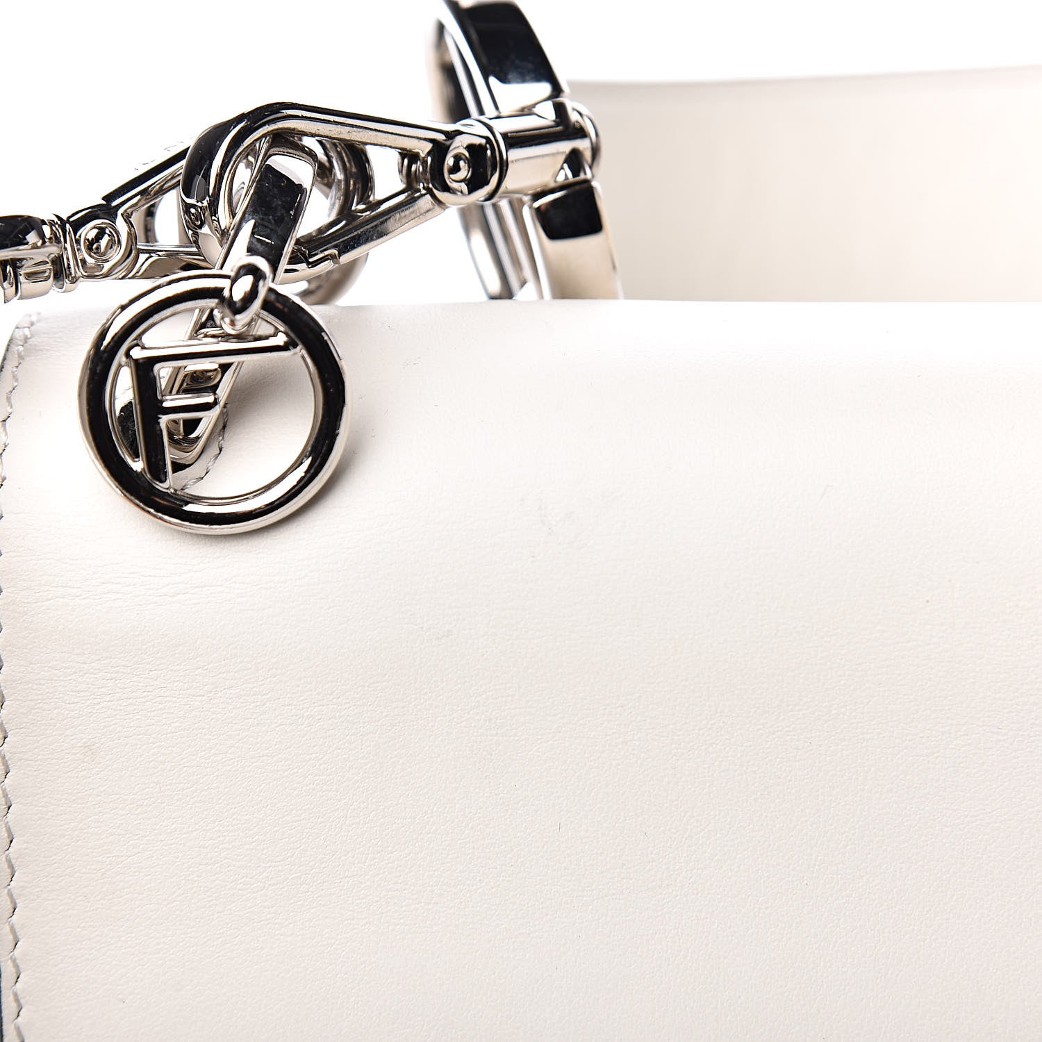 Fendi Vitello Century Velvet F is Fendi FF Embroidered Kan I Shoulder Bag White Black 11 of 13
