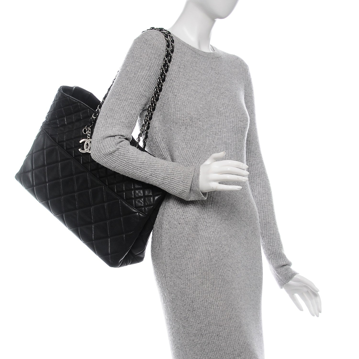 Chanel Calfskin Quilted Large In The Business Tote Black 2 of 10