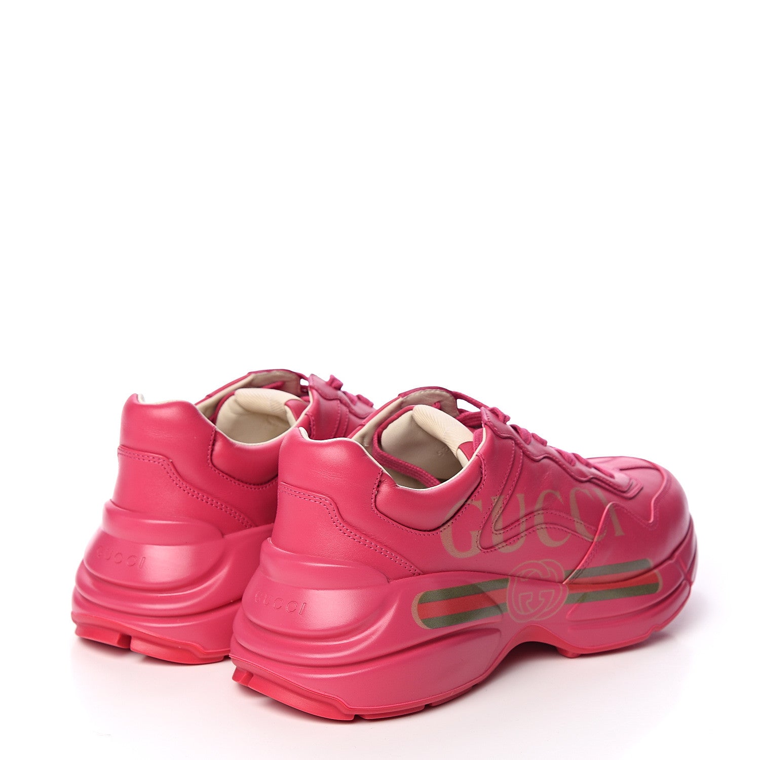 Gucci Calfskin Logo Mens Rhyton Sneakers 7.5 Box Pink 4 of 10