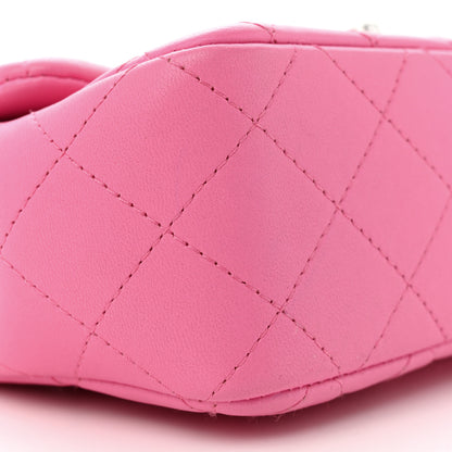 Chanel Lambskin Quilted Mini Rectangular Flap Neon Pink 9 of 15