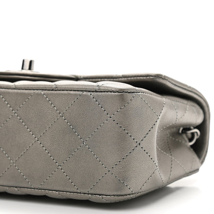 Chanel Metallic Lambskin Quilted Mini Rectangular Flap Dark Grey 9 of 10