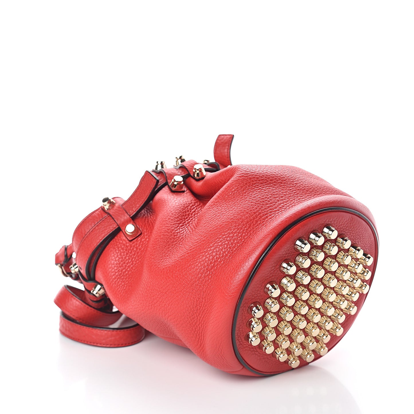 Pebbled Lambskin Small Diego Bucket Red Gold Hardware
